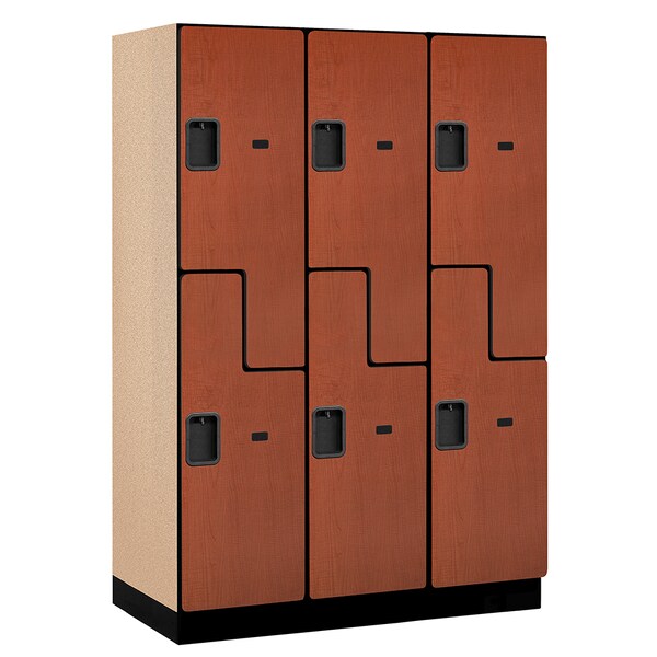 2 Tier 'S' Designer Locker, 54"Wx76"Hx21"D, 6 Door, Cherry